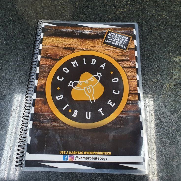 Cardápio impresso, plastificado e encadernado em espiral para restaurante